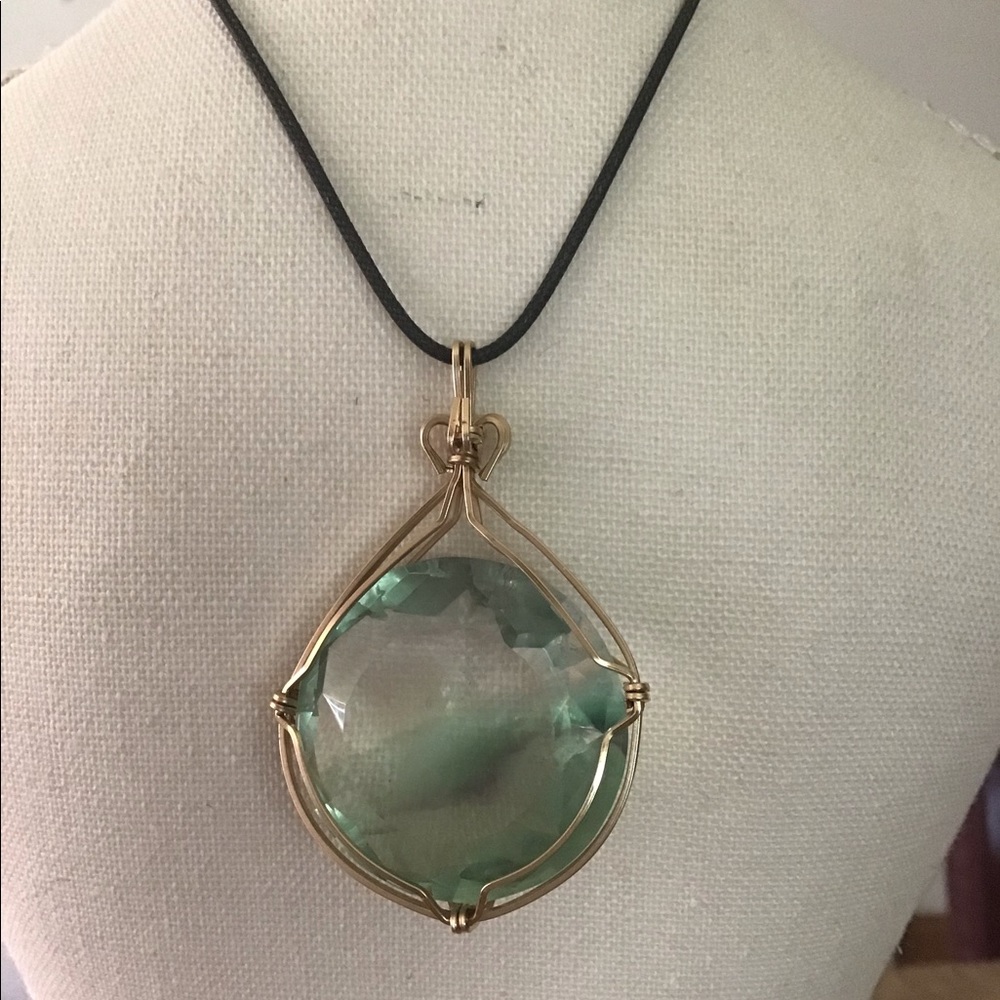 Huge Gold Fluorite Wire Wrapped Necklace Amazing